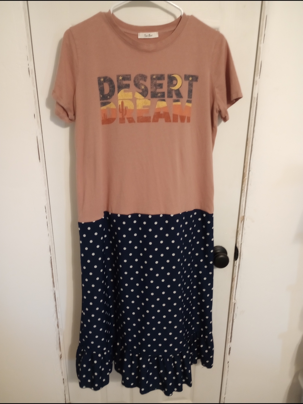 Desert Dream Orange & Navy Polka Dot Midi Dress